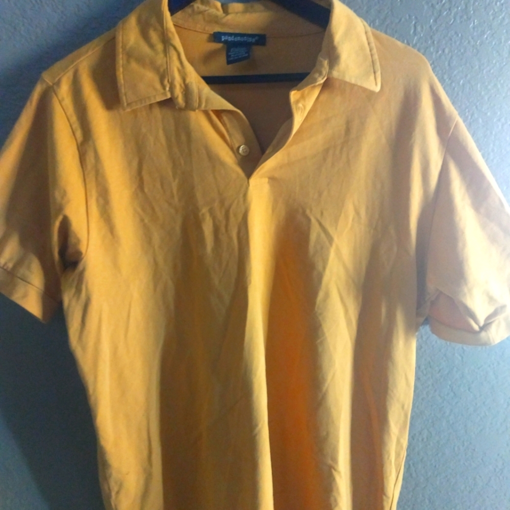 Mustard yellow stretch knit Polo type shirt
